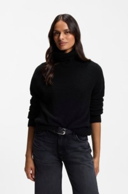 Rollneck sweater in a bouclé virgin-wool blend