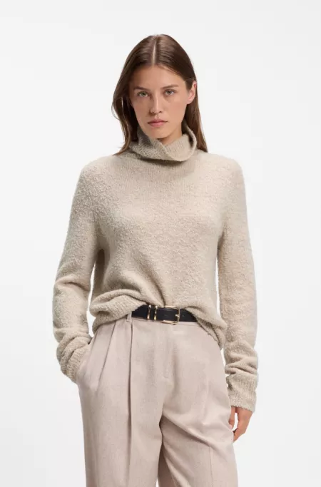 Rollneck sweater in a bouclé virgin-wool blend