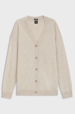 Relaxed-fit cardigan in cashmere, Light Beige