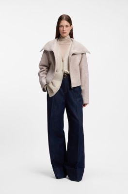 Cardigan med relaxed fit i kashmir, Lys beige