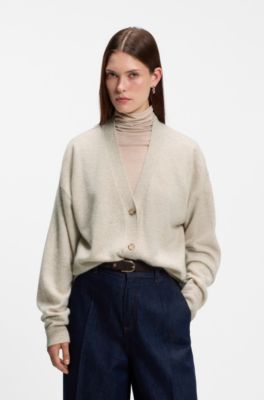 Relaxed-fit cardigan in cashmere, Light Beige