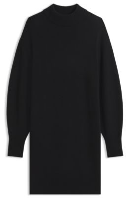 Oversized-fit knitted dress with mock neckline