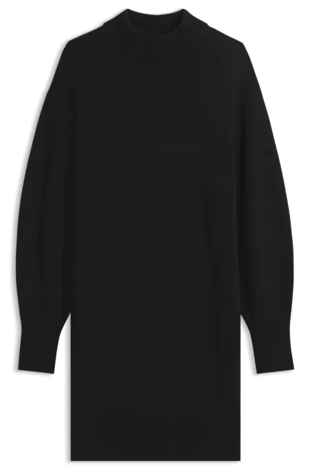 Oversized-fit knitted dress with mock neckline
