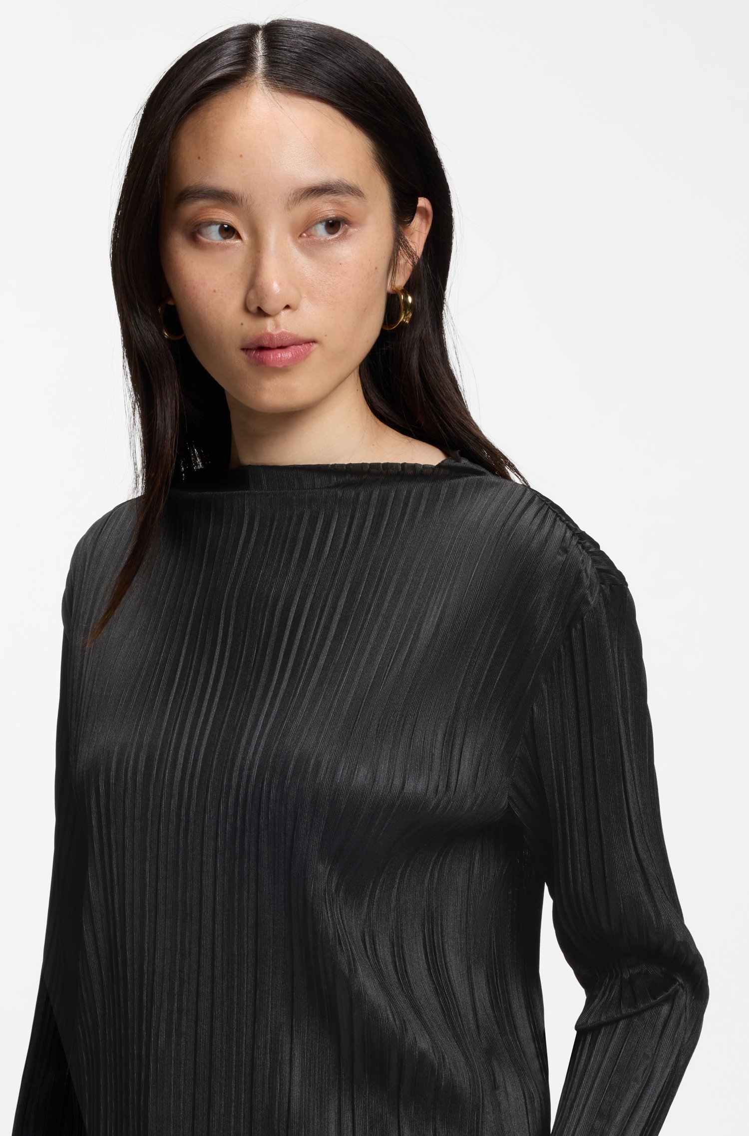 Boss Slim-fit mock-neck top with feather details toppar & linnen dam – bild 3