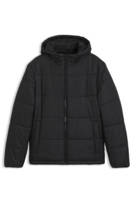 Regular-fit padded jacket with hood, Black
