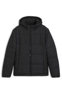 Regular-fit padded jacket with hood, Black