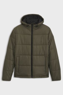 Giubbotto regular fit imbottito con cappuccio, Oliva