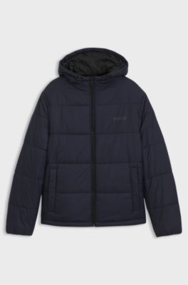Giubbotto regular fit imbottito con cappuccio, Blu scuro