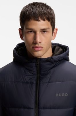 Regular-fit padded jacket with hood, Dark Blue