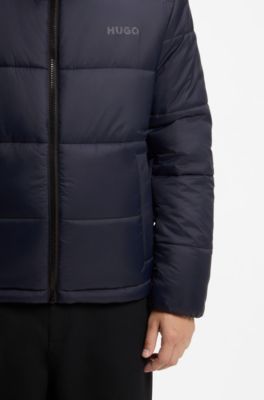 Regular-fit padded jacket with hood, Dark Blue