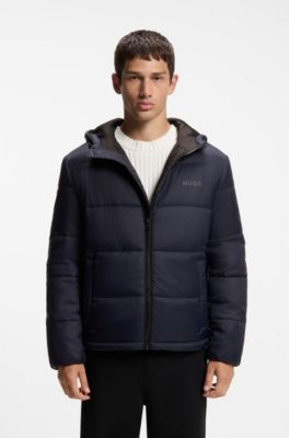 Giubbotto regular fit imbottito con cappuccio, Blu scuro