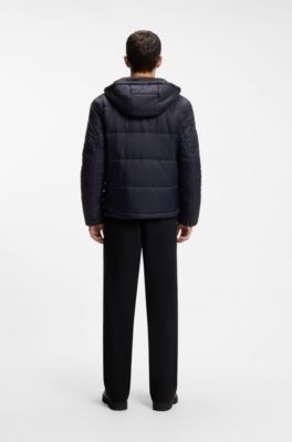 Regular-fit padded jacket with hood, Dark Blue