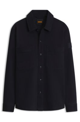 Oversized-fit shirt in stretch-cotton moleskin, Dark Blue