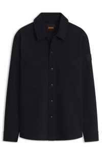 Camicia oversize in moleskin di cotone elasticizzato, Blu scuro