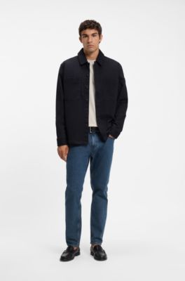 Oversized-fit overhemd van stretchkatoenen moleskin, Donkerblauw
