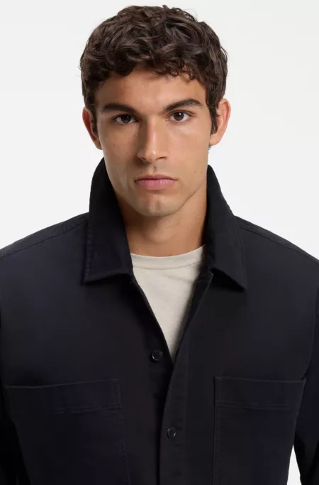 Oversized-fit shirt in stretch-cotton moleskin