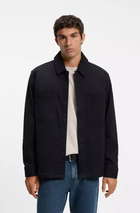 Oversized-fit shirt in stretch-cotton moleskin