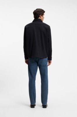 Chemise Oversize en moleskine de coton stretch, Bleu fonc&eacute;