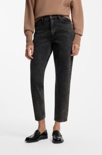 High-waisted mom-fit jeans in mid-grey denim, Dark Grey