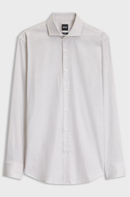 Slim-fit easy-iron shirt, Beige Patterned