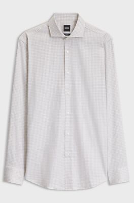 Slim-fit easy-iron shirt, Beige Patterned