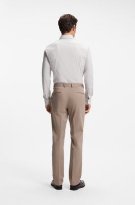 Slim-fit easy-iron shirt, Beige Patterned