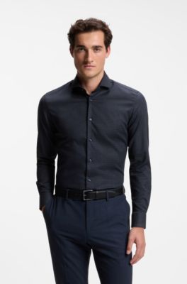 Slim-fit easy-iron shirt, Dark Blue