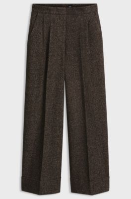 Wide-leg herringbone trousers in a wool blend, Patterned
