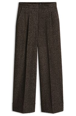 Wide-leg herringbone trousers in a wool blend