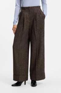 Wide-leg herringbone trousers in a wool blend, Patterned