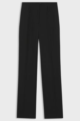 Regular-fit tuxedo trousers with shiny panels, Black