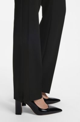 Regular-fit tuxedo trousers with shiny panels, Black