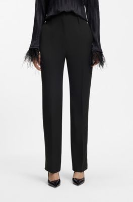 Regular-fit tuxedo trousers with shiny panels, Black