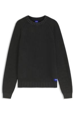 Hugo Cotton sweater with ribbed structure stickade tröjor herr – bild 4