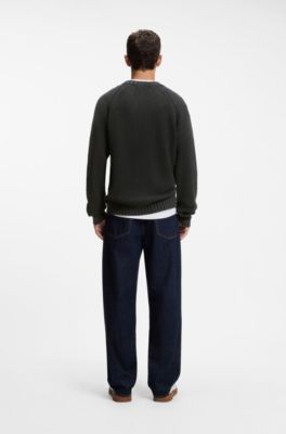 Cotton sweater with ribbed structure, Black