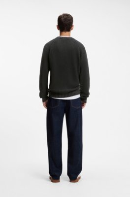Hugo Cotton sweater with ribbed structure stickade tröjor herr – bild 3