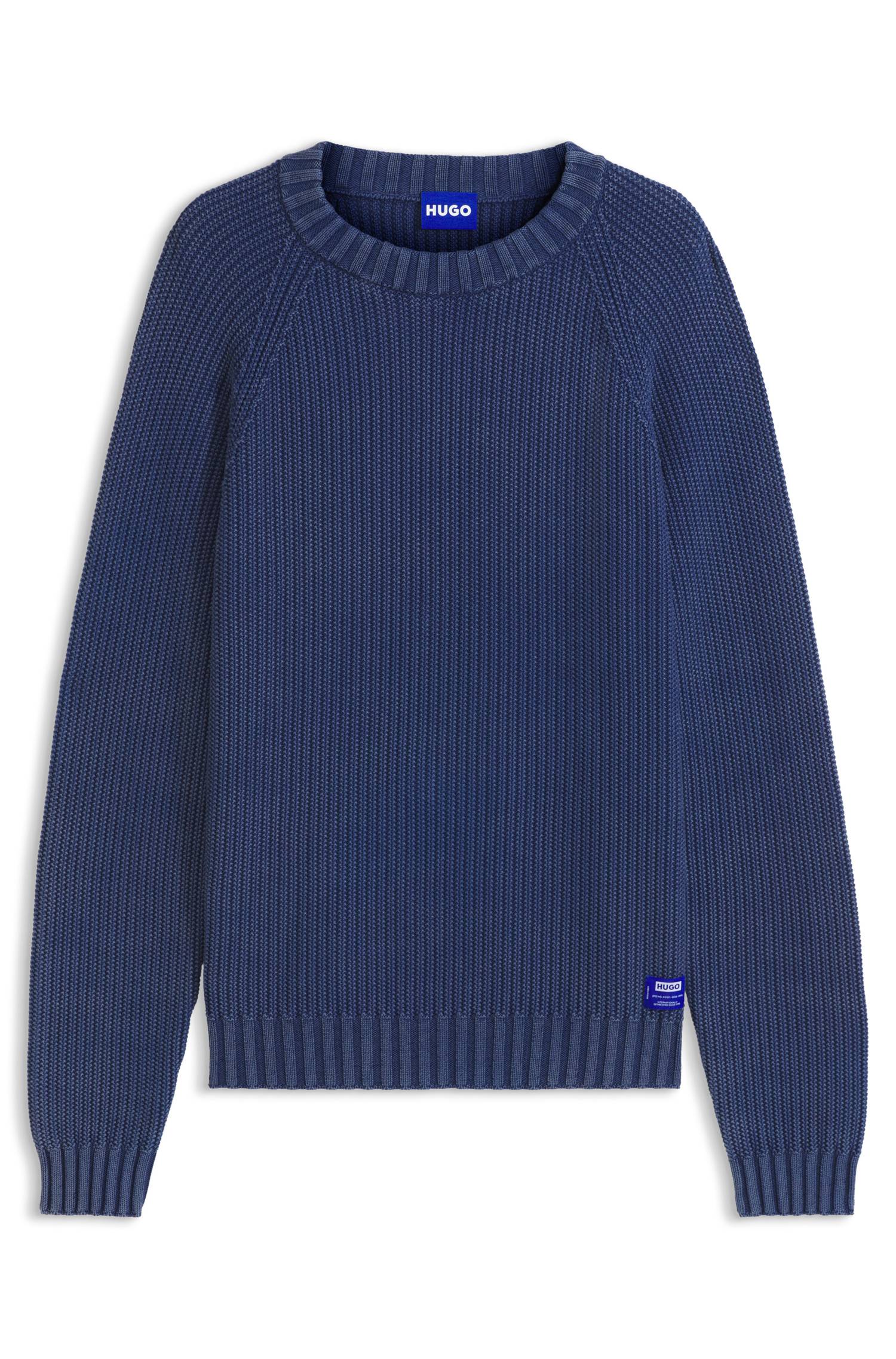 Hugo Cotton sweater with ribbed structure stickade tröjor herr – bild 4