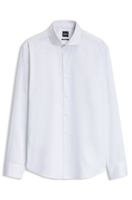 Regular-fit shirt in structured cotton, White
