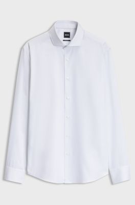 Regular-fit shirt in structured cotton, White