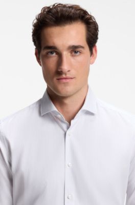 Regular-fit shirt in structured cotton, White