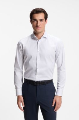 Regular-fit shirt in structured cotton, White
