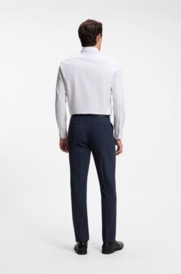 Regular-fit shirt in structured cotton, White