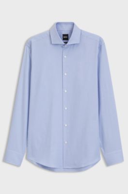 Regular-fit shirt in structured cotton, Light Blue