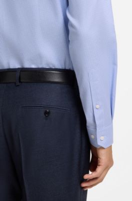 Regular-fit shirt in structured cotton, Light Blue