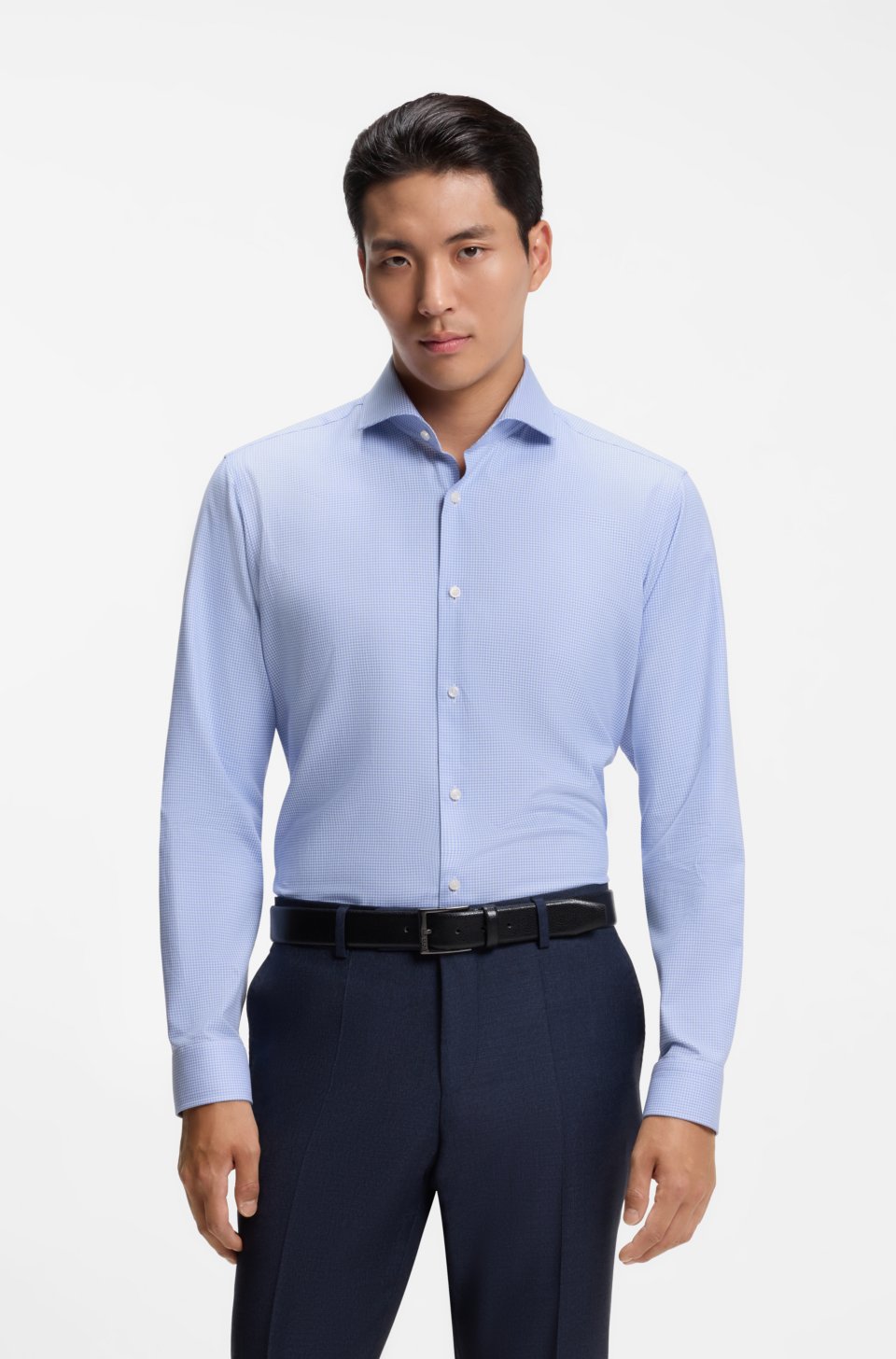 Regular-fit shirt in structured cotton