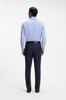 Regular-fit shirt in structured cotton, Light Blue