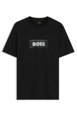 Cotton-jersey T-shirt with logo artwork, Black