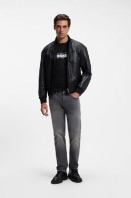 Camiseta de punto de algod&oacute;n con logo de dise&ntilde;o, Negro