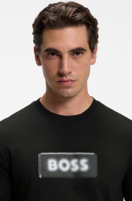 Cotton-jersey T-shirt with logo artwork, Black
