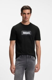 T-shirt in jersey di cotone con grafica con logo, Nero